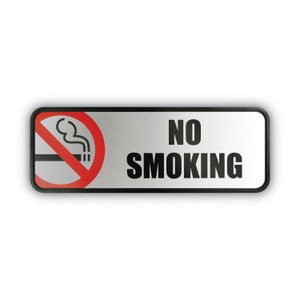 COSCO Brush Metal Office Sign, No Smoking, 9 x 3, Silver/Red (COS098207) View Product Image
