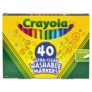 Crayola Ultra-Clean Washable Markers, Fine Bullet Tip, Assorted Colors, 40/Set View Product Image