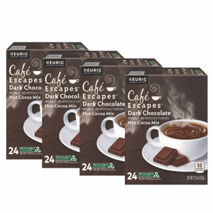 Caf Escapes Dark Chocolate Hot Cocoa K-Cups, 24/Box, 4 Box/Carton View Product Image