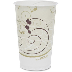 Solo 16 oz Symphony Waxed Paper Cold Cups - 16 fl oz - White, Brown, Green - Paper - Cold Drink, Milk Shake, Smoothie - 50/Pack Product Image 