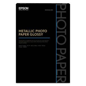 Epson Professional Media Metallic Gloss Photo Paper, 5.5 mil, 13 x 19, White, 25/Pack (EPSS045590) View Product Image