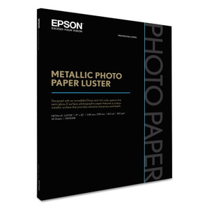 Epson Professional Media Metallic Luster Photo Paper, 5.5 mil, 17 x 22, White, 25/Pack (EPSS045598) View Product Image