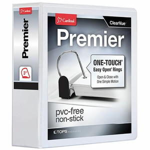Cardinal Premier ONE-TOUCH Easy Open Locking Slant-D Rings Binder - 3" Binder Capacity - Letter - 8 1/2" x 11" Sheet Size - 650 Sheet Capacity - 3 1/2" Spine Width Product Image 