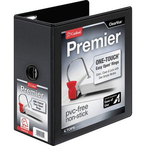 Cardinal Premier ONE-TOUCH Easy Open Locking Slant-D Rings Binder - 5" Binder Capacity - Letter - 8 1/2" x 11" Sheet Size - 1050 Sheet Capacity - 5 19/64" Spine Width - (CRD10351) Product Image 