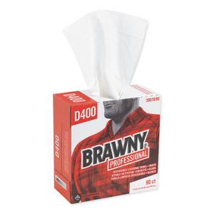 Brawny Professional Medium Duty Premium DRC Wipers, 1-Ply, 9.25 x 16.3, Unscented, White, 90 Wipes/Box, 10 Boxes/Carton (GPC2007003CT) View Product Image