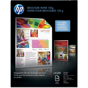HP Glossy Brochure Paper - White - 97 Brightness - Letter - 8 1/2" x 11" - 40 lb Basis Weight - (HEWQ6611A) Product Image 