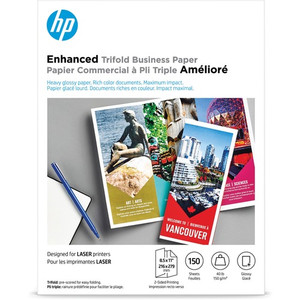 HP Trifold Brochure Paper - White - 97 Brightness - Letter - 8 1/2" x 11" - 40 lb Basis Weight Product Image 