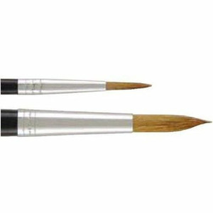 Charles Leonard Size 4 Water Color Pointed Brushes - No. 4 - Hardwood Handle - Aluminum Ferrule Product Image 
