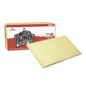 Brawny Professional Dusting Cloths, 1/8-Fold, 24 x 24, Unscented, Yellow, 50/Pack, 4 Packs/Carton View Product Image