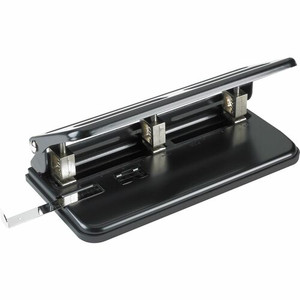 Business Source Heavy-duty 3-hole Punch - 3 Punch Head(s) - 30 Sheet of 20lb Paper - 9/32" Punch Size - Steel Product Image 