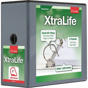 Cardinal Xtralife ClearVue Locking Slant-D Binder - 6" Binder Capacity - Letter - 8 1/2" x 11" Sheet Size - 1300 Sheet Capacity - 5 1/2" Spine Width - (CRD26361) Product Image 