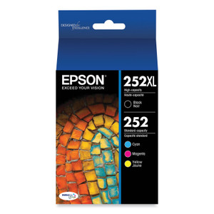 Epson T252XL-BCS (252XL) DURABrite Ultra High-Yield Ink, 1,100 Page-Yield, Black/Cyan/Magenta/Yellow View Product Image