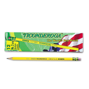 Ticonderoga Pencils, F (#2.5), Black Lead, Yellow Barrel, Dozen View Product Image