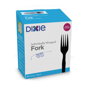 Dixie Grab'N Go Wrapped Cutlery, Fork, Plastic, Black, 90/Box View Product Image