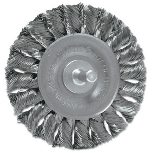 Weiler Standard Twist Knot Wire Wheel  3 In D X 3/8 In W  .014 In Steel Wire  1/4 Stem (804-17684) Product Image 