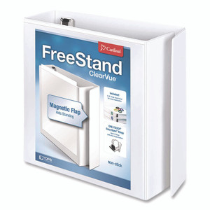 Cardinal FreeStand Easy Open Locking Slant-D Ring Binder, 3 Rings, 3" Capacity, 11 x 8.5, White View Product Image