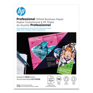 HP Professional Trifold Business Paper, 48 lb Bond Weight, 8.5 x 11, Glossy White, 150/Pack (HEW4WN12A) View Product Image