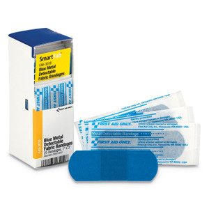 First Aid Only Refill for SmartCompliance General Cabinet, Blue Metal Detectable Bandages,1 x 3, 25/Box View Product Image