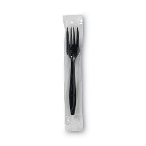 Dixie Individually Wrapped Heavyweight Forks, Polypropylene, Black, 1,000/Carton (DXEPFH53C) View Product Image