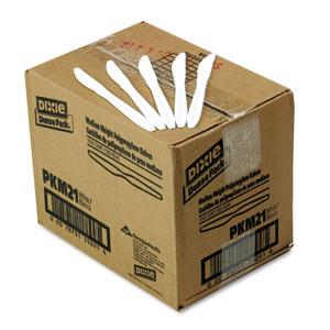 Dixie Plastic Cutlery, Mediumweight Knives, White, 1,000/Carton (DXEPKM21) View Product Image