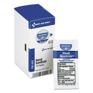First Aid Only Gel Hand Sanitizer Packets for SmartCompliance First Aid Kits, 0.9 g, Clean Scent, 10/Box View Product Image