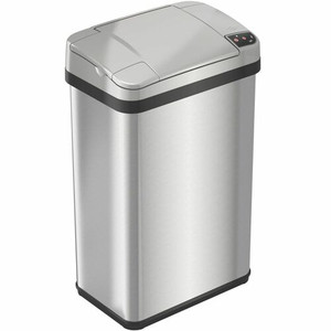 HLS Commercial Stainless Steel Sensor Trash Can - 4 gal Capacity - Rectangular - Touchless - Sensor, Fingerprint Resistant - 17.9" Height x 10.3" Width Product Image 