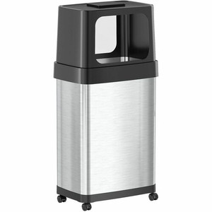HLS Commercial Dual Side Entry Odor Control Trash Can - Dual Side Openings Opening - 18 gal Capacity - Rectangular - Rolling - Wheels, Fingerprint Proof, Smudge Resistant, Mobility, Dual Side Entry Product Image 