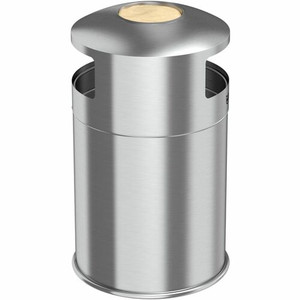 HLS Commercial 50-Gallon Dual Side-Entry Trash Can - 50 gal Capacity - Round - Durable, Compact, Smudge Resistant, Ash Pan, Fingerprint Proof - 40.2" Height x 21.7" Width x 21.7" Depth - Stainless Steel Product Image 