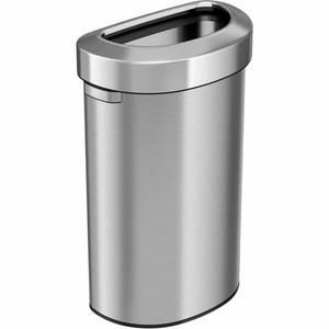 HLS Commercial Semi-Round Open Top Trash Can - 23 gal Capacity - Half-round - Fingerprint Proof, Smudge Resistant, Durable, Handle - 33" Height x 12.4" Width x 19.8" Depth - Stainless Steel Product Image 