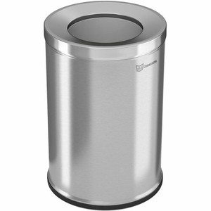 HLS Commercial 26-Gallon Round Open Top Trash Can - 26 gal Capacity - Round - Handle, Smudge Resistant, Easy to Clean, Fingerprint Resistant - 28.7" Height x 18.9" Width x 12" Diameter - Brushed Stainless Steel, Galvanized Steel Product Image 