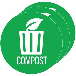 HLS Commercial Refuse Bin Icon Sticker - Waterproof - Compost - 1/10" Height x 4" Width x 4" Length x 4" Diameter - Circle - Green Product Image 