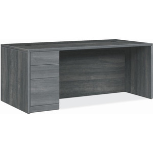 HON 10500 H105896L Pedestal Desk - 29.5" Height x 72" Width x 36" Depth - 3 x Box, File Drawer(s)Left Side - Finish: Sterling Ash Product Image 