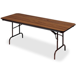 Iceberg Premium Wood Laminate Folding Table - Melamine, Oak Top - 96" Table Top Width x 30" Table Top Depth - Brown, Laminated - Wood Top Material Product Image 
