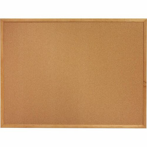 Lorell Bulletin Board - 36" Board Height x 48" Board Width - Cork Surface - Long Lasting, Warp Resistant - Brown Oak Frame Product Image 