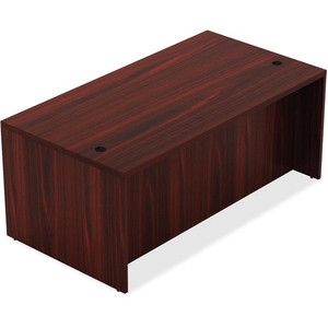 Lorell Chateau Series Rectangular desk - 30" Height x 59" Width x 29.5" Depth Table, x 1.5" Thickness Table Top - Reeded Edge - Material: P2 Particleboard - Finish: Mahogany Laminate - Durable, Modesty Panel, Grommet Product Image 