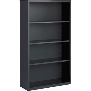 Lorell Fortress Series Bookcase - 60" Height x 34.5" Width x 13" Depth - 4 Shelve(s) - Material: Steel - Finish: Charcoal, Powder Coated - Adjustable Shelf, Welded, Durable Product Image 