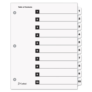 Cardinal OneStep Printable Table of Contents and Dividers, 10-Tab, 1 to 10, 11 x 8.5, White, White Tabs, 1 Set (CRD61013) View Product Image