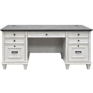 Martin Hartford Double Pedestal Desk - 31" Height x 70" Width x 30" Depth - 7 x Utility, Keyboard, Storage, File Drawer(s) - Double Pedestal on Left/Right Side - Material: Wood Grain, Veneer, Metal, Wire Mesh - Finish: Vintage Linen Product Image 
