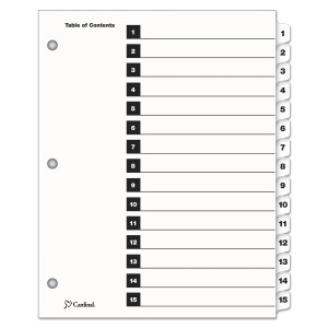 Cardinal OneStep Printable Table of Contents and Dividers, 15-Tab, 1 to 15, 11 x 8.5, White, White Tabs, 1 Set (CRD61513) View Product Image
