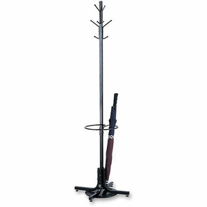 Safco Umbrella Stand Coat Rack - 4 Hooks - 40 lb (18.14 kg) Capacity - 70" Height - for Multipurpose - Steel Product Image 