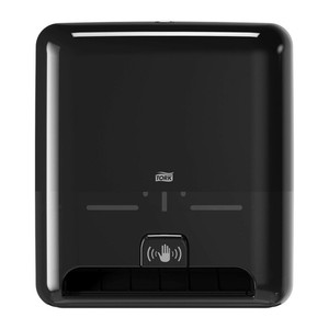 TORK Matic Hand Towel Roll Dispenser Black H1 - Touchless, Roll Dispenser - 14.5" Height x 13" Width x 8" Depth - Plastic - Black - Hygienic, Adjustable, Refill Indicator Product Image 