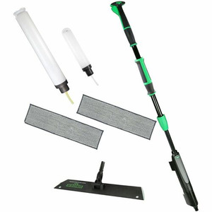 Unger Excella Floor Cleaning Straight Kit - For Floor - Ergonomic, Portable, Washable, Reusable, Handle - MicroFiber - Green, Black Product Image 