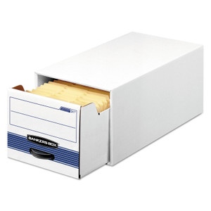 Bankers Box STOR/DRAWER STEEL PLUS Extra Space-Savings Storage Drawers, Letter Files, 10.5" x 25.25" x 6.5", White/Blue, 12/Carton (FEL00306) View Product Image