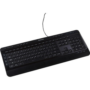 Verbatim Illuminated Wired Keyboard - Cable Connectivity - USB Type A Interface - Media Player Hot Key(s) - Windows, Mac OS, Linux Product Image 
