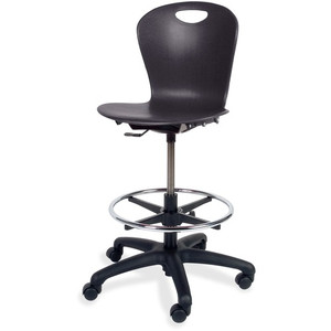 Virco Zuma Lab Stool - Black Seat Color - Plastic Seat Material - Black Back Color - Polypropylene Back Material - Steel Frame Material Product Image 