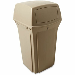 Rubbermaid Commercial Ranger Waste Container - Side Open - Hinged Lid - 35 gal Capacity - Square - For Outdoor Product Image 