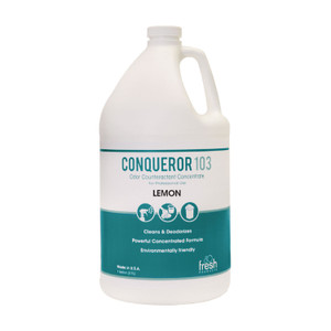 Fresh Products Conqueror 103 Odor Counteractant Concentrate, Lemon, 1 gal Bottle, 4/Carton View Product Image