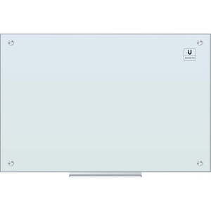 U Brands Magnetic Glass Dry Erase Board - 23" (1.9 ft) Width x 35" (2.9 ft) Height - Frosted White Tempered Glass Surface - Rectangle - Horizontal/Vertical - Magnetic Product Image 