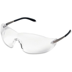 Crews BlackJack Metal Alloy Safety Glasses - Eye, Ultraviolet Protection - Clear Lens - Chrome Frame - Side Shield, Scratch Resistant, Non-slip, Wraparound Lens Product Image 