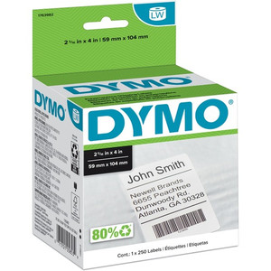 Dymo Permanent Poly Shipping Labels - 2 5/16" Width x 4" Length - Rectangle - White - Polypropylene - Tearing Resistant, Oil Resistant, Solvent Resistant, Weather Resistant, Heat Resistant, Alcohol Resistant, Blood Resistant, Fat Resistant Product Image 